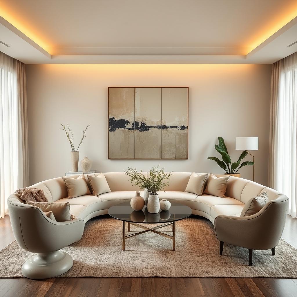 curved sofa - Illustration 3