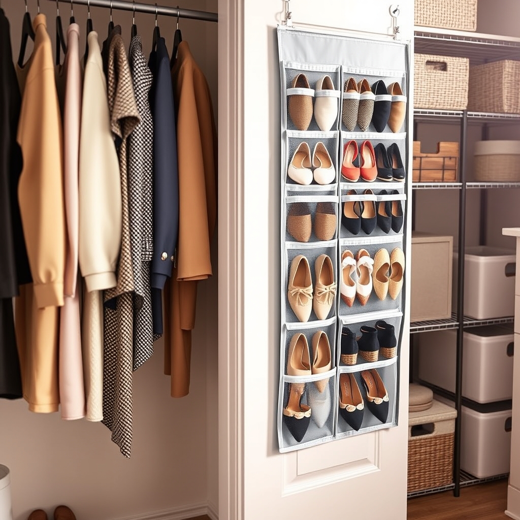 shoe organizer styled in a room